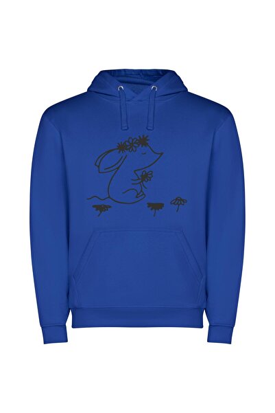 iLovePrints Bunny's Floral Delight Φούτερ με κουκούλα σε χρώμα Μπλε