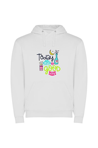 iLovePrints Blissful Inked Happiness Φούτερ με κουκούλα σε χρώμα Λευκό