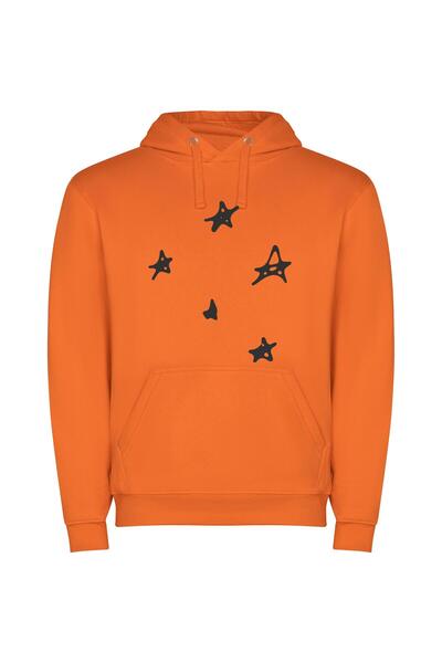 iLovePrints Stellar Noir Background Φούτερ με κουκούλα σε χρώμα Πορτοκαλί