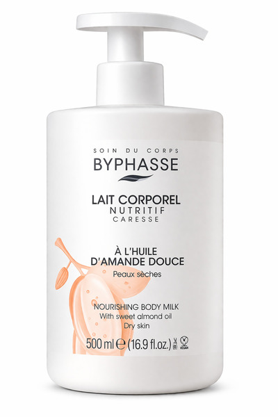 BYPHASSE Lapte de corp cu ulei de migdale dulci, 500 ml, hidratant pentru pie...