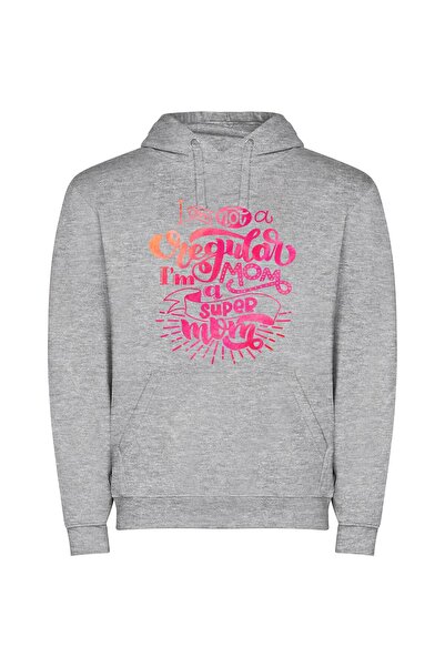 iLovePrints Super Mom: Creative Edition Φούτερ με κουκούλα σε χρώμα Γκρι