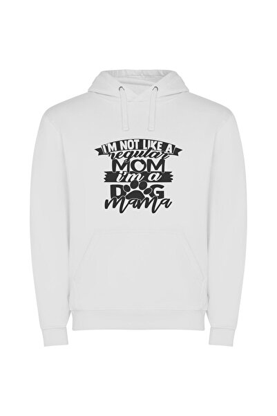 iLovePrints Dog Mama: Ultra Realistic Φούτερ με κουκούλα σε χρώμα Λευκό