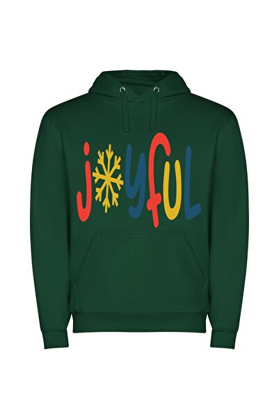 iLovePrints Snowflake of Joy Φούτερ με κουκούλα σε χρώμα Πράσινο