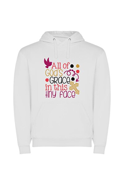 iLovePrints Divine Grace's Tiny Face Φούτερ με κουκούλα σε χρώμα Λευκό