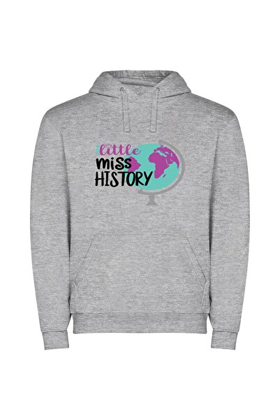 iLovePrints Miss History's Mini Globe Φούτερ με κουκούλα σε χρώμα Γκρι