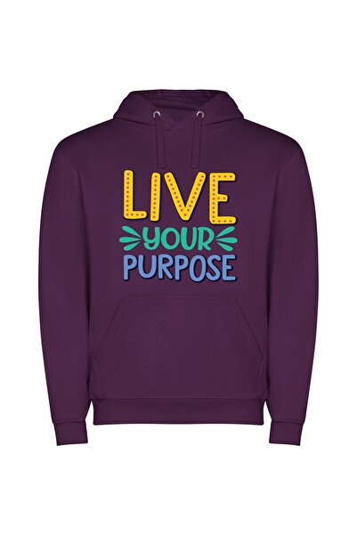 iLovePrints Purpose Pump: Live Life Φούτερ με κουκούλα σε χρώμα Μωβ