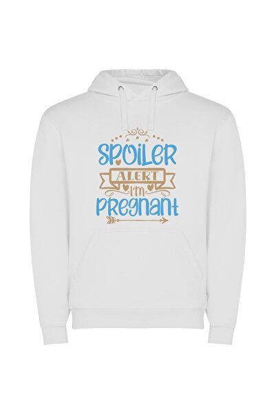 iLovePrints Pregnancy Spoiler: Big News! Φούτερ με κουκούλα σε χρώμα Λευκό