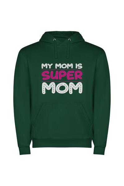 iLovePrints Superb Mom, Forever Wonder Φούτερ με κουκούλα σε χρώμα Πράσινο