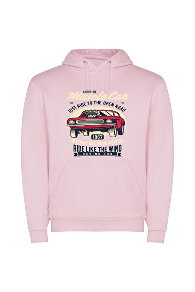 iLovePrints Fast & Retro Ride Φούτερ με κουκούλα σε χρώμα Ροζ