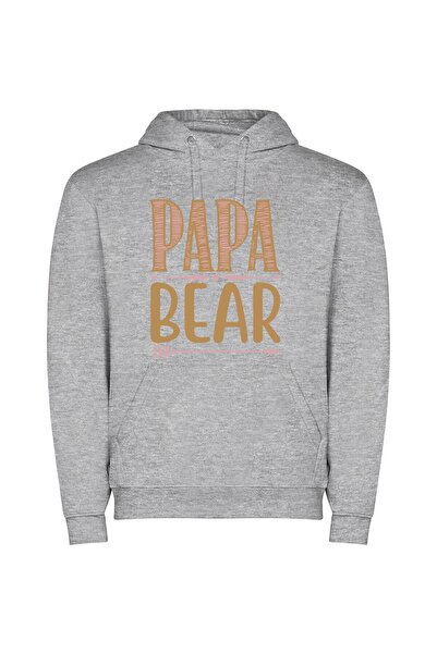 iLovePrints Papa Bear's Chic Sign Φούτερ με κουκούλα σε χρώμα Γκρι