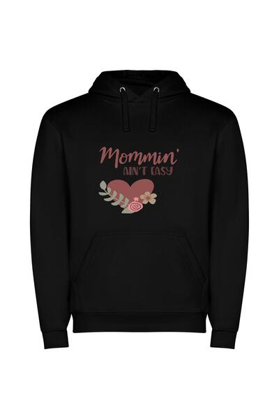 iLovePrints Heartfelt Love Blooms: AR Φούτερ με κουκούλα σε χρώμα Μαύρο