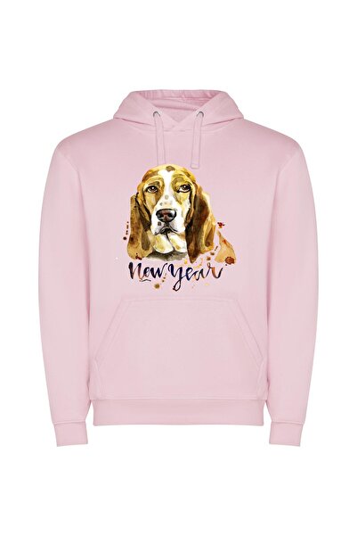 iLovePrints Digital Dog Portrait Φούτερ με κουκούλα σε χρώμα Ροζ