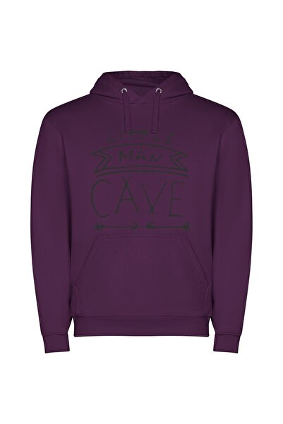iLovePrints Monochrome Man Cave Φούτερ με κουκούλα σε χρώμα Μωβ