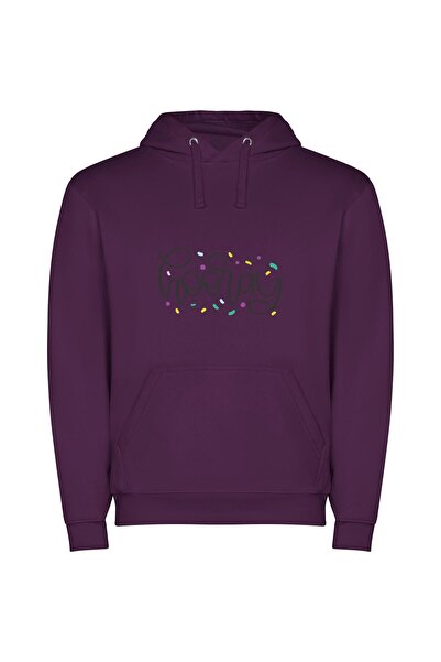 iLovePrints Chic Yahoon Typography Bliss Φούτερ με κουκούλα σε χρώμα Μωβ