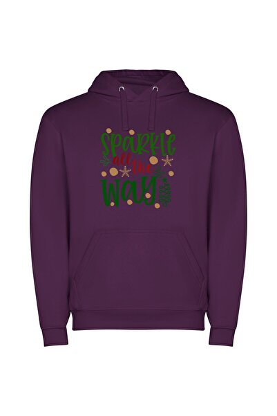 iLovePrints Sparkle-filled Christmas Greetings Φούτερ με κουκούλα σε χρώμα Μωβ