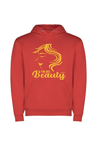 iLovePrints Radiant Sun-Kissed Beauty Φούτερ με κουκούλα σε χρώμα Κόκκινο