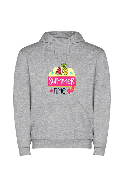 iLovePrints Tropical Bliss Φούτερ με κουκούλα σε χρώμα Γκρι