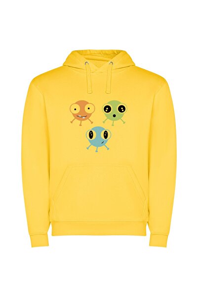 iLovePrints Colorful Cute Corona Crew Φούτερ με κουκούλα σε χρώμα Κίτρινο