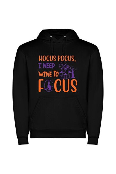 iLovePrints Wine-Fueled Hocus Pocus Φούτερ με κουκούλα σε χρώμα Μαύρο