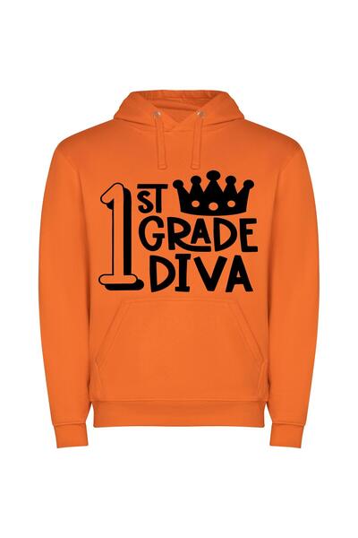 iLovePrints Monochrome Grade Diva Φούτερ με κουκούλα σε χρώμα Πορτοκαλί