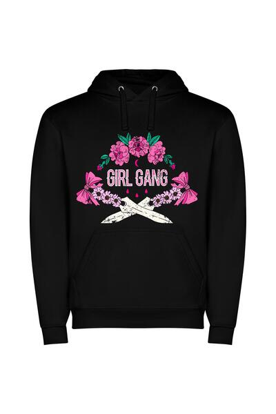 iLovePrints Blooming Noir Shears Φούτερ με κουκούλα σε χρώμα Μαύρο