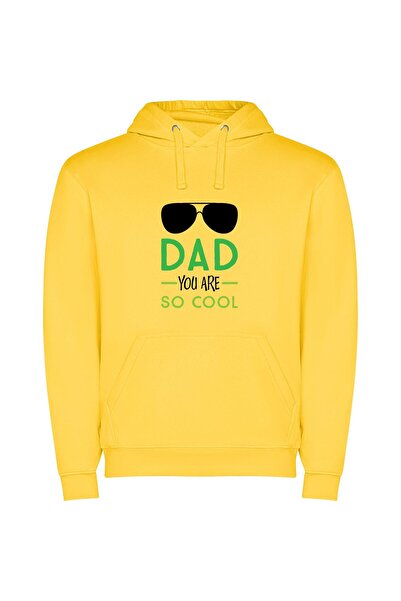 iLovePrints Daddy Cool Vibes Φούτερ με κουκούλα σε χρώμα Κίτρινο