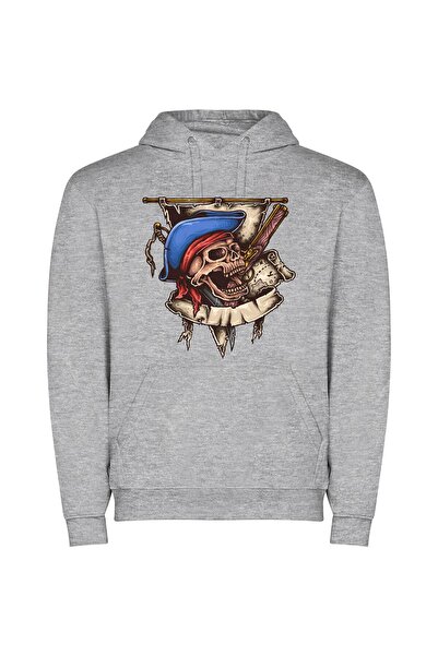 iLovePrints Pirates Unleashed: Illustrated Skulls Φούτερ με κουκούλα σε χρώμα...