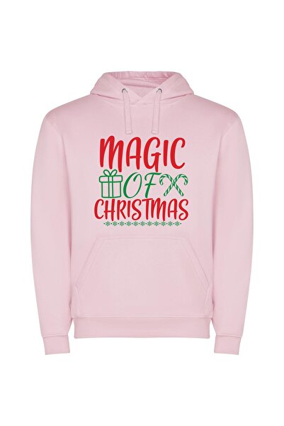 iLovePrints Merry Magic Sign: Festive Delight Φούτερ με κουκούλα σε χρώμα Ροζ
