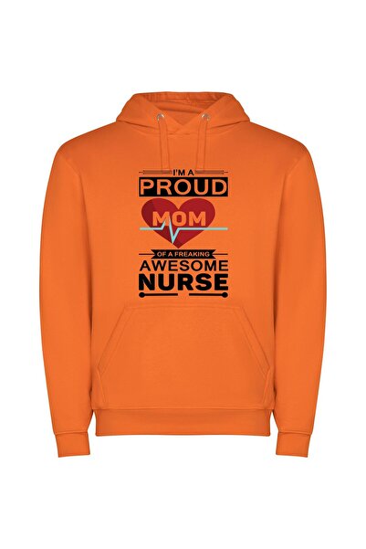 iLovePrints Beaming Mama of Superb Nurse Φούτερ με κουκούλα σε χρώμα Πορτοκαλί