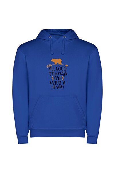 iLovePrints Wild Bear Perching High Φούτερ με κουκούλα σε χρώμα Μπλε