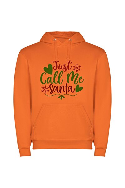 iLovePrints Santa's Merry Call Sign Φούτερ με κουκούλα σε χρώμα Πορτοκαλί