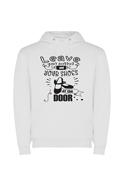 iLovePrints Shoes: Entryway to Mood Φούτερ με κουκούλα σε χρώμα Λευκό