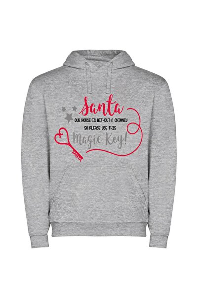 iLovePrints Magic Key for Santa Φούτερ με κουκούλα σε χρώμα Γκρι