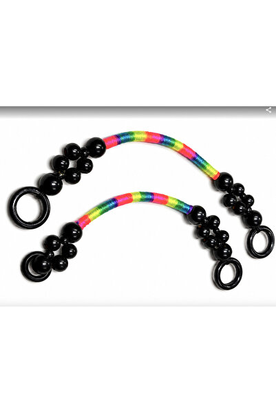 Generic Brand Mâner de geantă cu șnur și mărgele din lemn, 40 cm, accesoriu p...