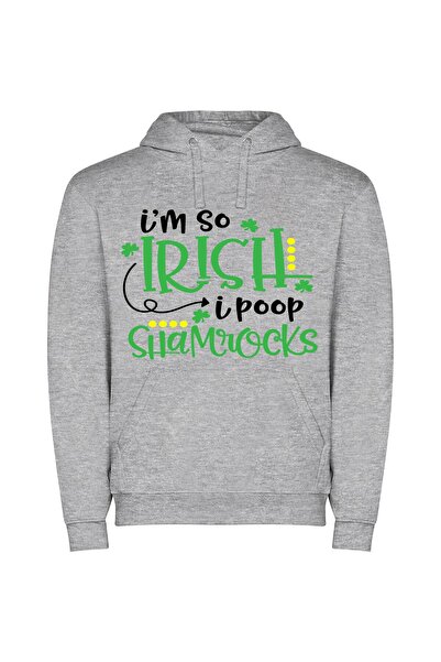 iLovePrints Lucky Leprechaun's Green Surprise Φούτερ με κουκούλα σε χρώμα Γκρι