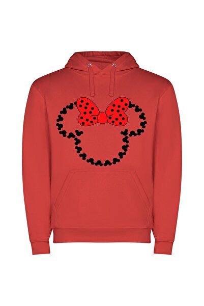 iLovePrints Minnie's Iconic Disney Style Φούτερ με κουκούλα σε χρώμα Κόκκινο