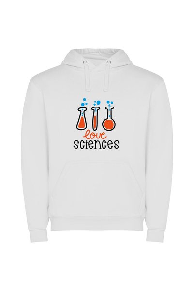 iLovePrints Love for Science's Art Φούτερ με κουκούλα σε χρώμα Λευκό