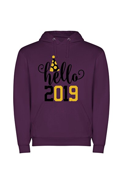 iLovePrints Trending 2019 Greetings Φούτερ με κουκούλα σε χρώμα Μωβ