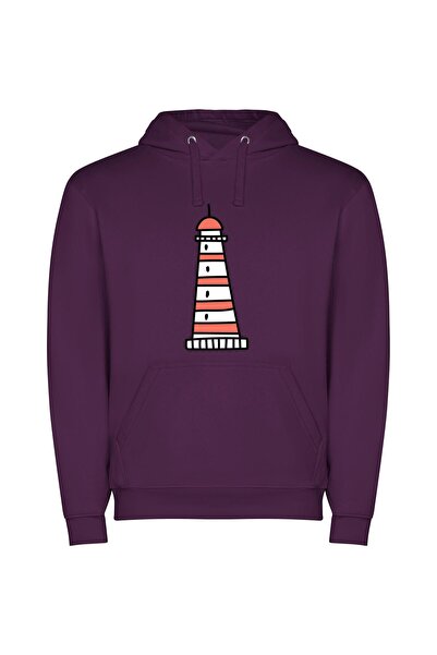 iLovePrints Radiant Lighthouse Beacon Φούτερ με κουκούλα σε χρώμα Μωβ