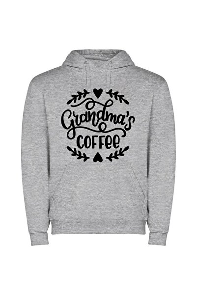 iLovePrints Grandma's Artisan Morning Brew Φούτερ με κουκούλα σε χρώμα Γκρι