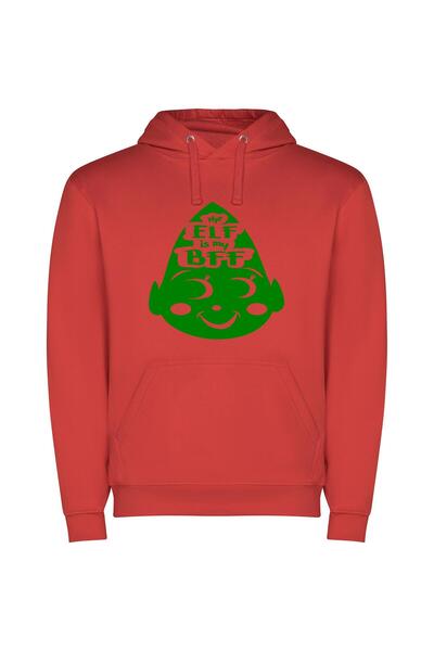 iLovePrints Mad Elf's Green Reckoning Φούτερ με κουκούλα σε χρώμα Κόκκινο