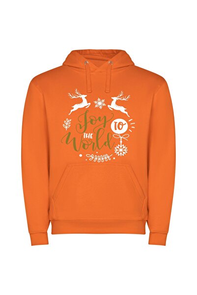 iLovePrints Golden Joyful World Φούτερ με κουκούλα σε χρώμα Πορτοκαλί