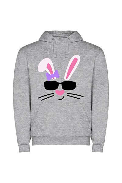 iLovePrints Feline Chic Eared Extravaganza Φούτερ με κουκούλα σε χρώμα Γκρι
