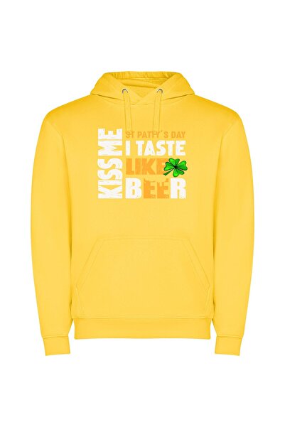 iLovePrints Lucky Cheers, Irish Bliss Φούτερ με κουκούλα σε χρώμα Κίτρινο