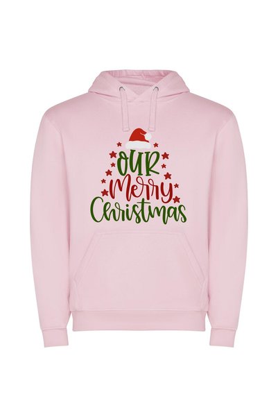 iLovePrints Santafied Joy: A Festive Tribute Φούτερ με κουκούλα σε χρώμα Ροζ