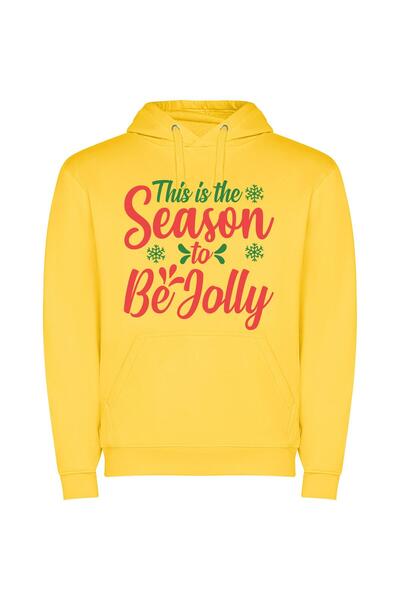 iLovePrints Joyful Holiday Cheer Φούτερ με κουκούλα σε χρώμα Κίτρινο