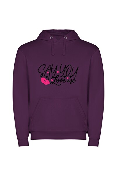 iLovePrints Love Letter Style Slay Φούτερ με κουκούλα σε χρώμα Μωβ