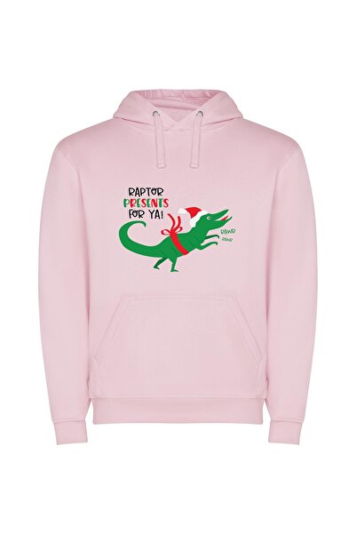 iLovePrints Christmas Gator gives gifts Φούτερ με κουκούλα σε χρώμα Ροζ