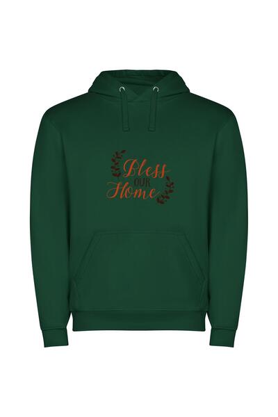 iLovePrints Blessed Home, Elegant Bliss Φούτερ με κουκούλα σε χρώμα Πράσινο