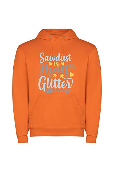 iLovePrints Glamourized Sawdust Sparkles Φούτερ με κουκούλα σε χρώμα Πορτοκαλί